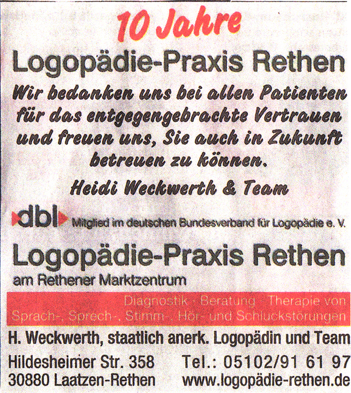 Logopädie Rethen 10-Jahres Feier